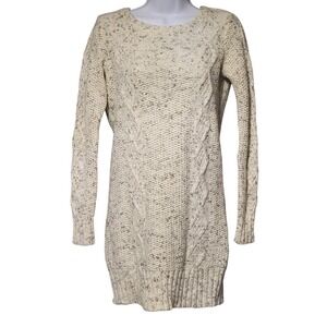 American Eagle Cozy Cable Knit White Gray Wool Sweater Dress Sz Small